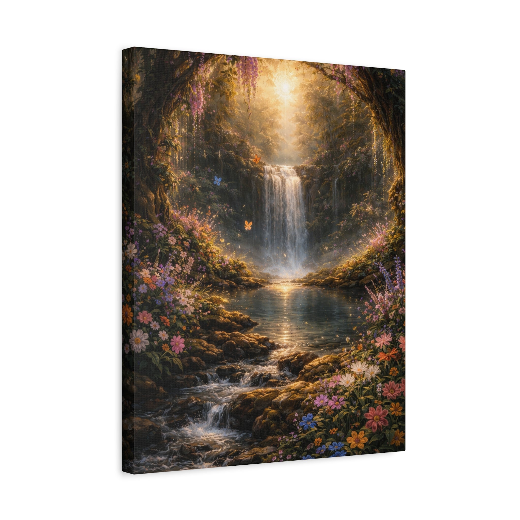 Enchanted Waterfall Canvas Print - Natural Fall - Serene Forest Landscape Wall Art