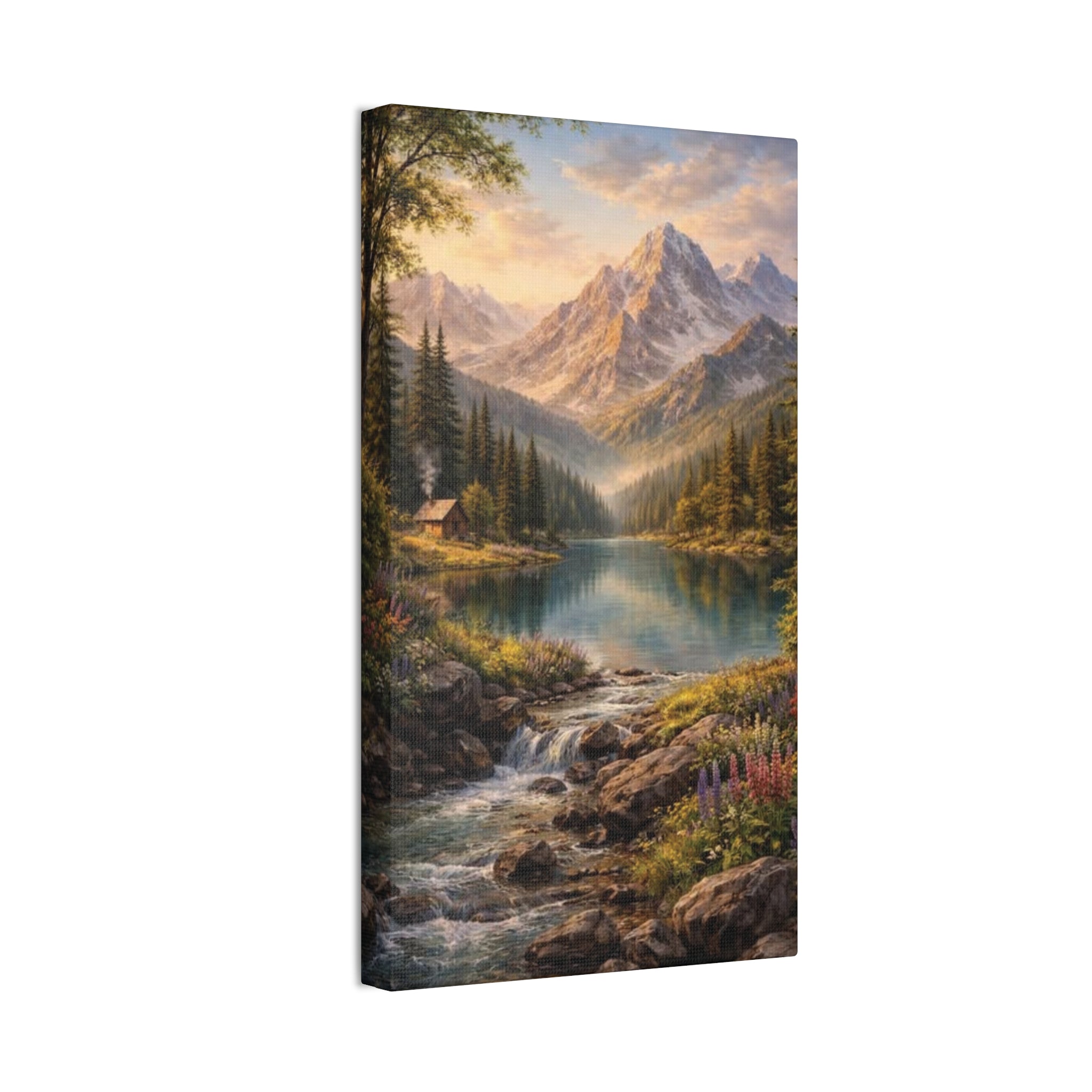 Mountain Lake Landscape Canvas – Stretched Wall Art