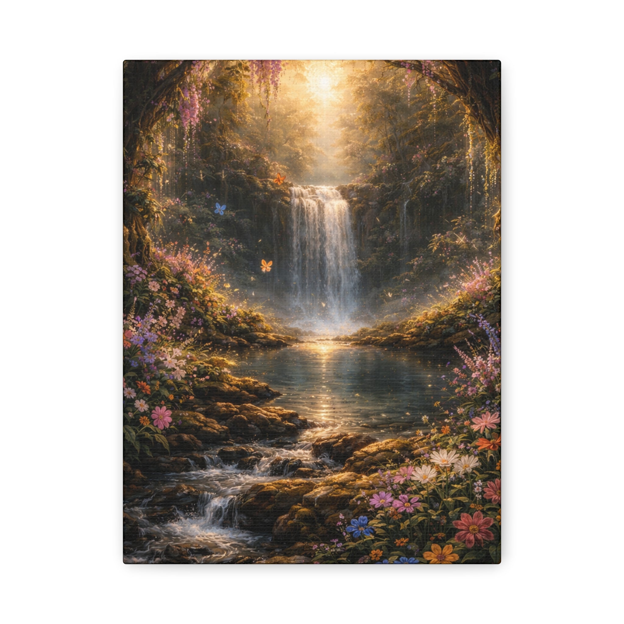 Enchanted Waterfall Canvas Print - Natural Fall - Serene Forest Landscape Wall Art