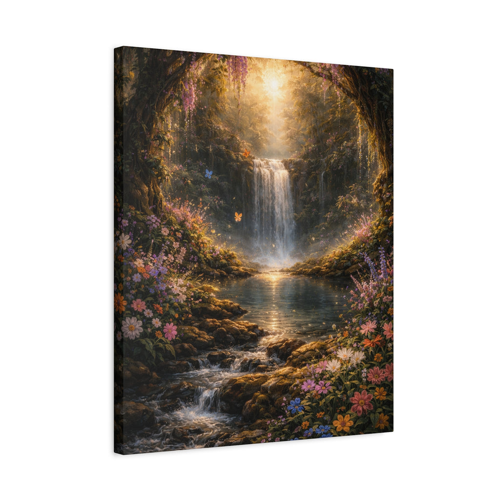 Enchanted Waterfall Canvas Print - Natural Fall - Serene Forest Landscape Wall Art