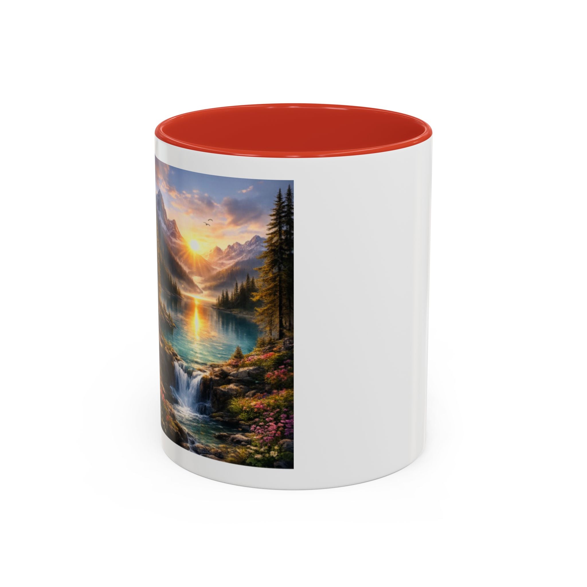 Scenic Mountain Lake Accent Coffee Mug — Sunrise Landscape Art (11/15oz)
