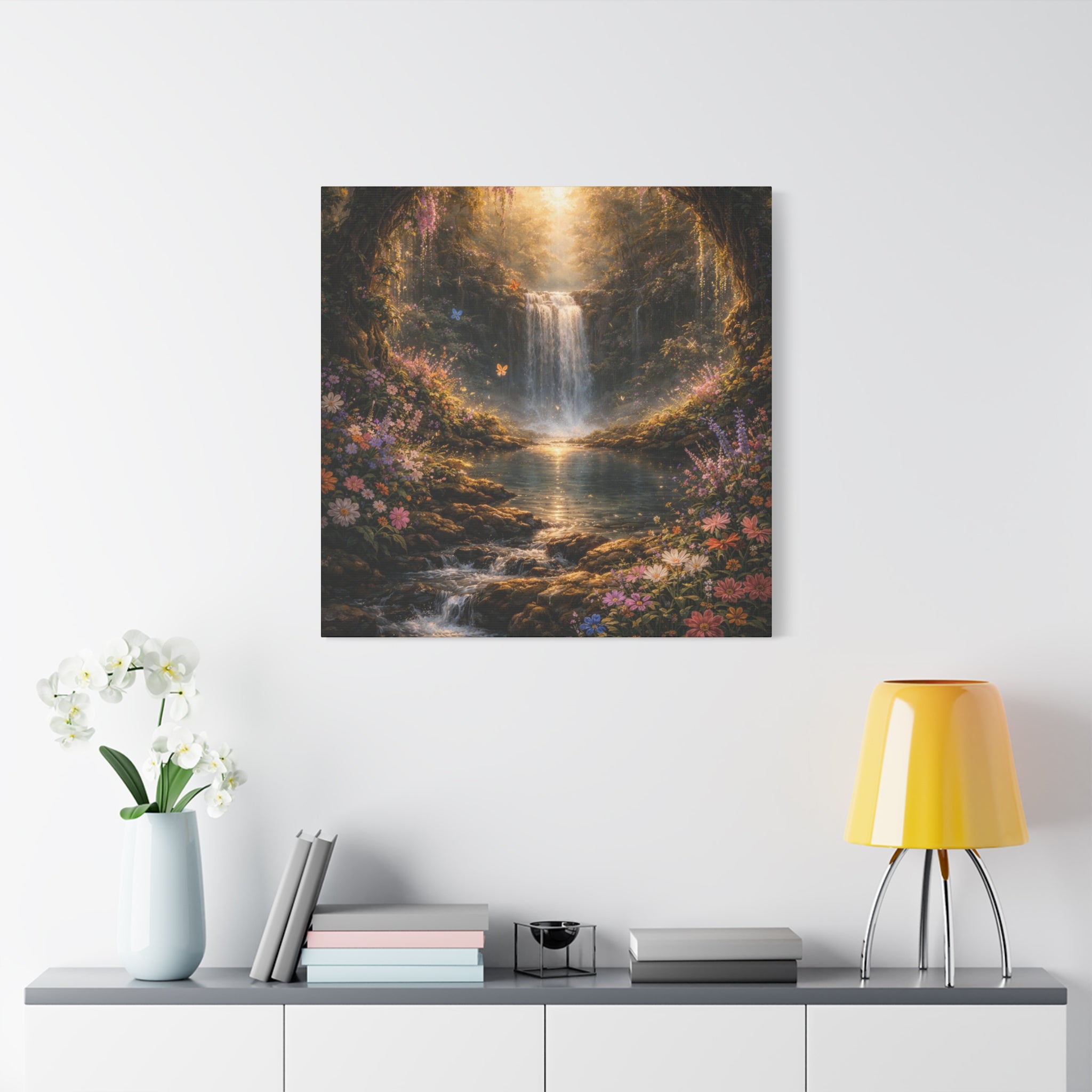 Enchanted Waterfall Canvas Print - Natural Fall - Serene Forest Landscape Wall Art