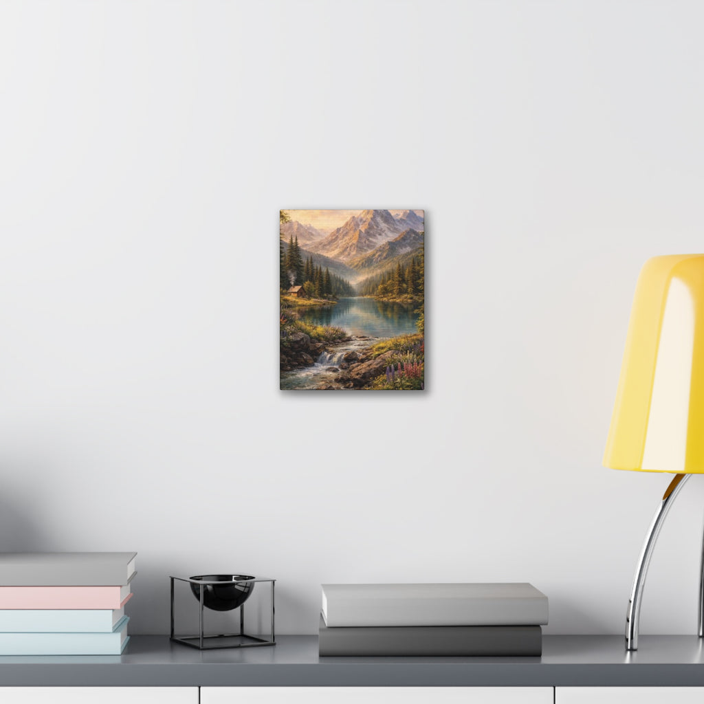 Mountain Lake Landscape Canvas – Stretched Wall Art