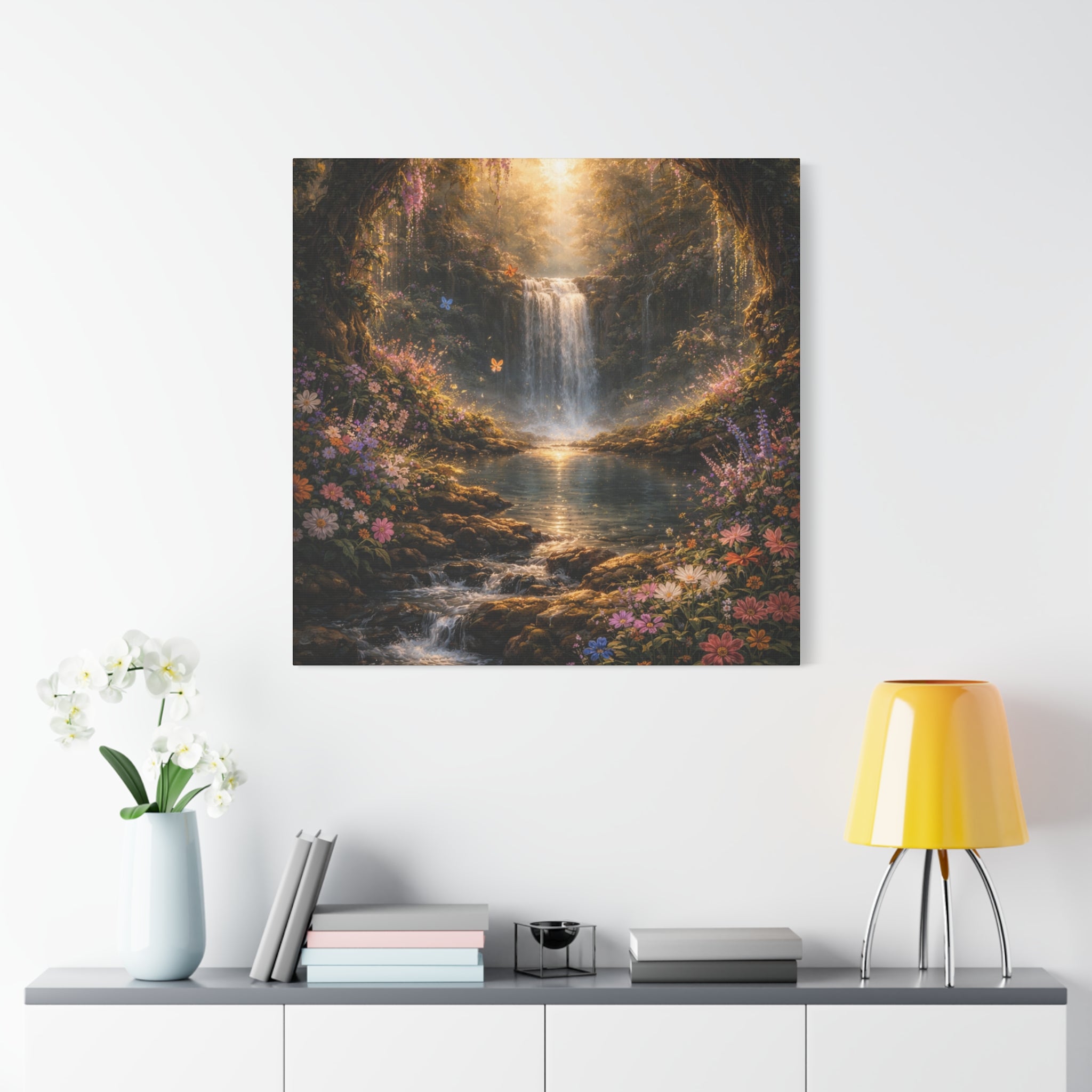Enchanted Waterfall Canvas Print - Natural Fall - Serene Forest Landscape Wall Art