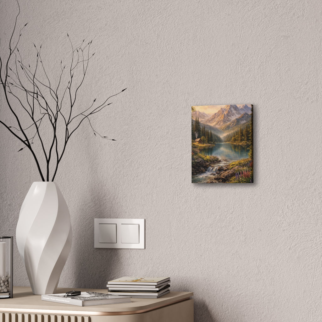 Mountain Lake Landscape Canvas – Stretched Wall Art