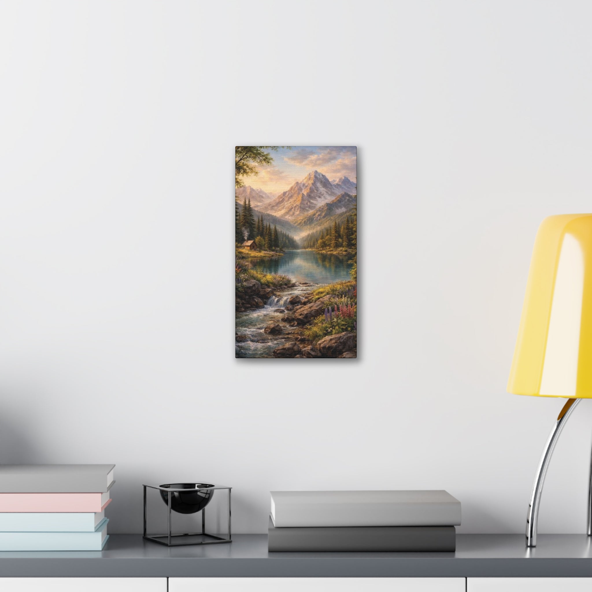 Mountain Lake Landscape Canvas – Stretched Wall Art