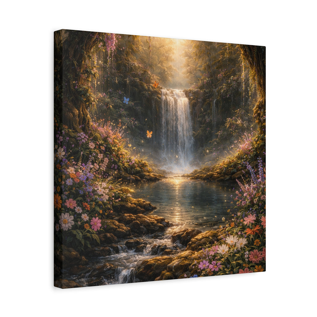 Enchanted Waterfall Canvas Print - Natural Fall - Serene Forest Landscape Wall Art