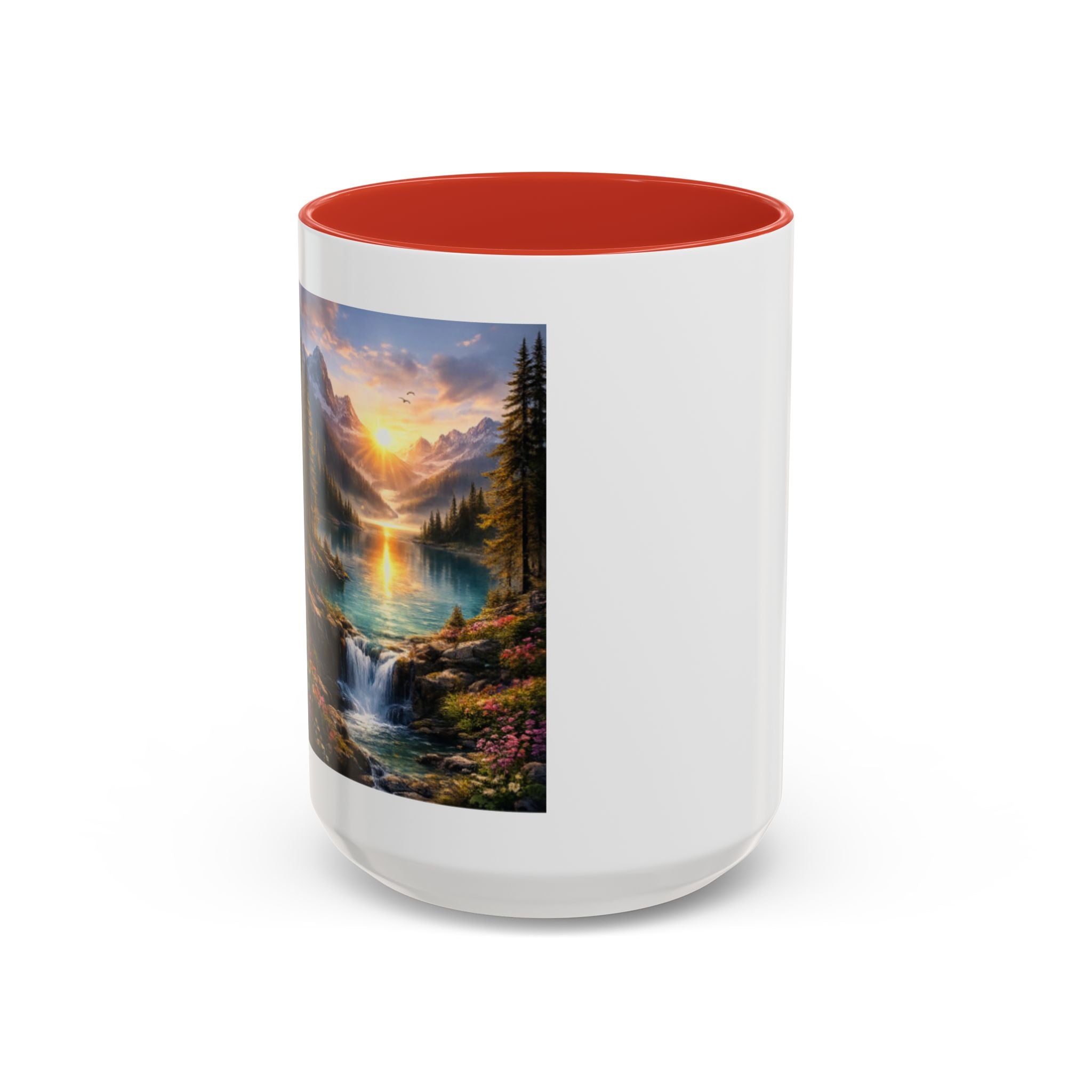 Scenic Mountain Lake Accent Coffee Mug — Sunrise Landscape Art (11/15oz)