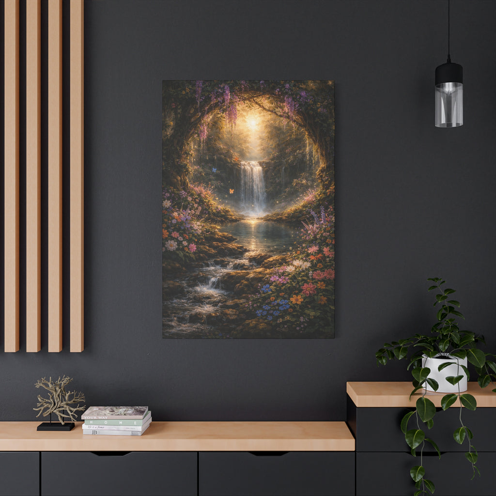Enchanted Waterfall Canvas Print - Natural Fall - Serene Forest Landscape Wall Art
