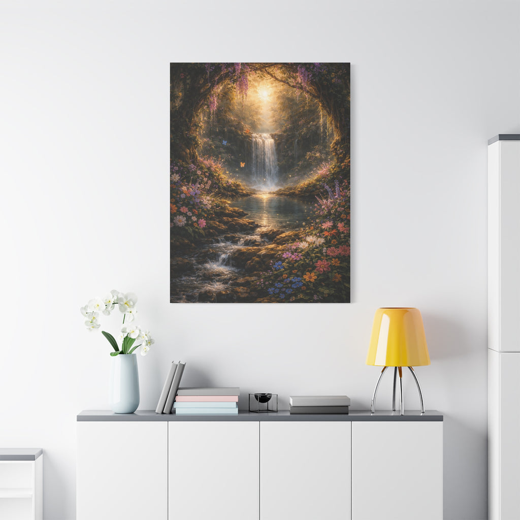 Enchanted Waterfall Canvas Print - Natural Fall - Serene Forest Landscape Wall Art