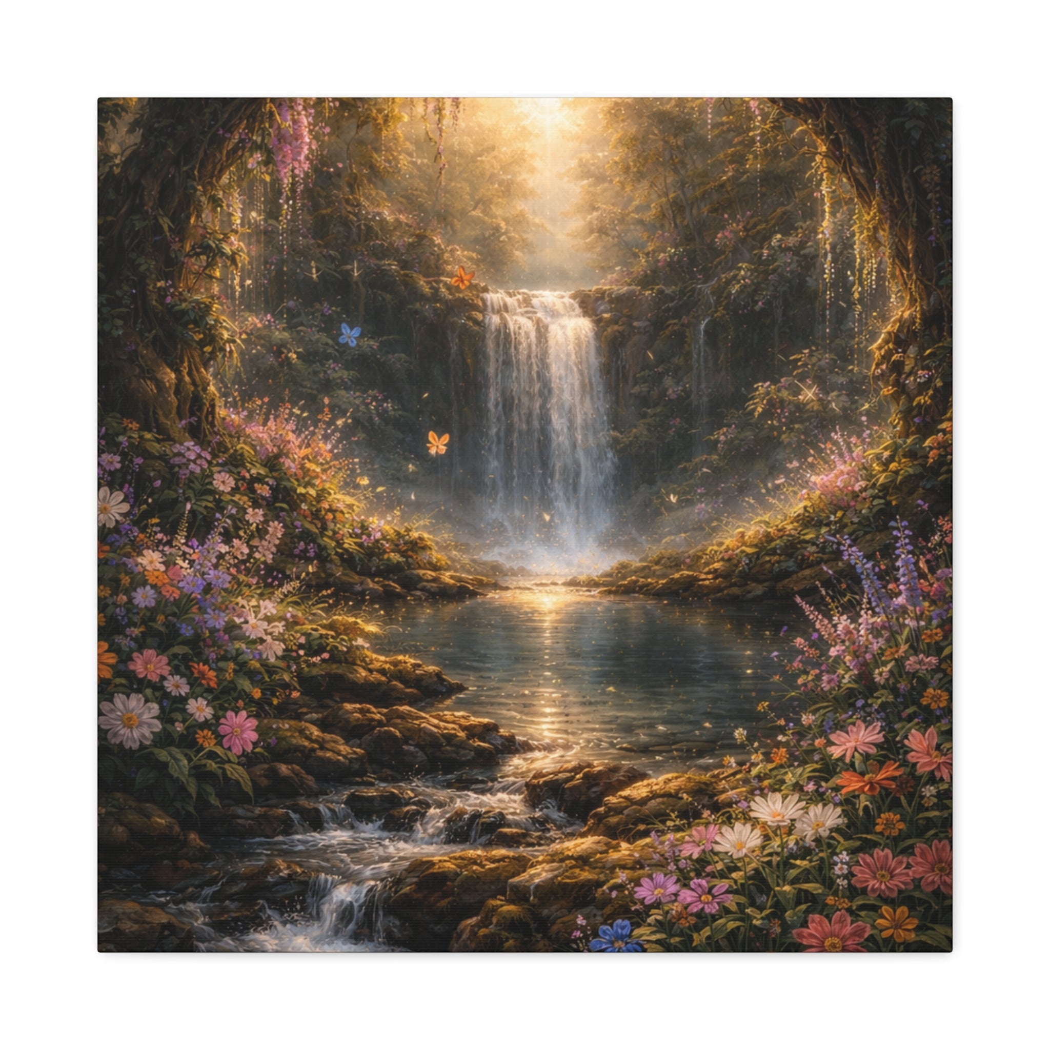 Enchanted Waterfall Canvas Print - Natural Fall - Serene Forest Landscape Wall Art