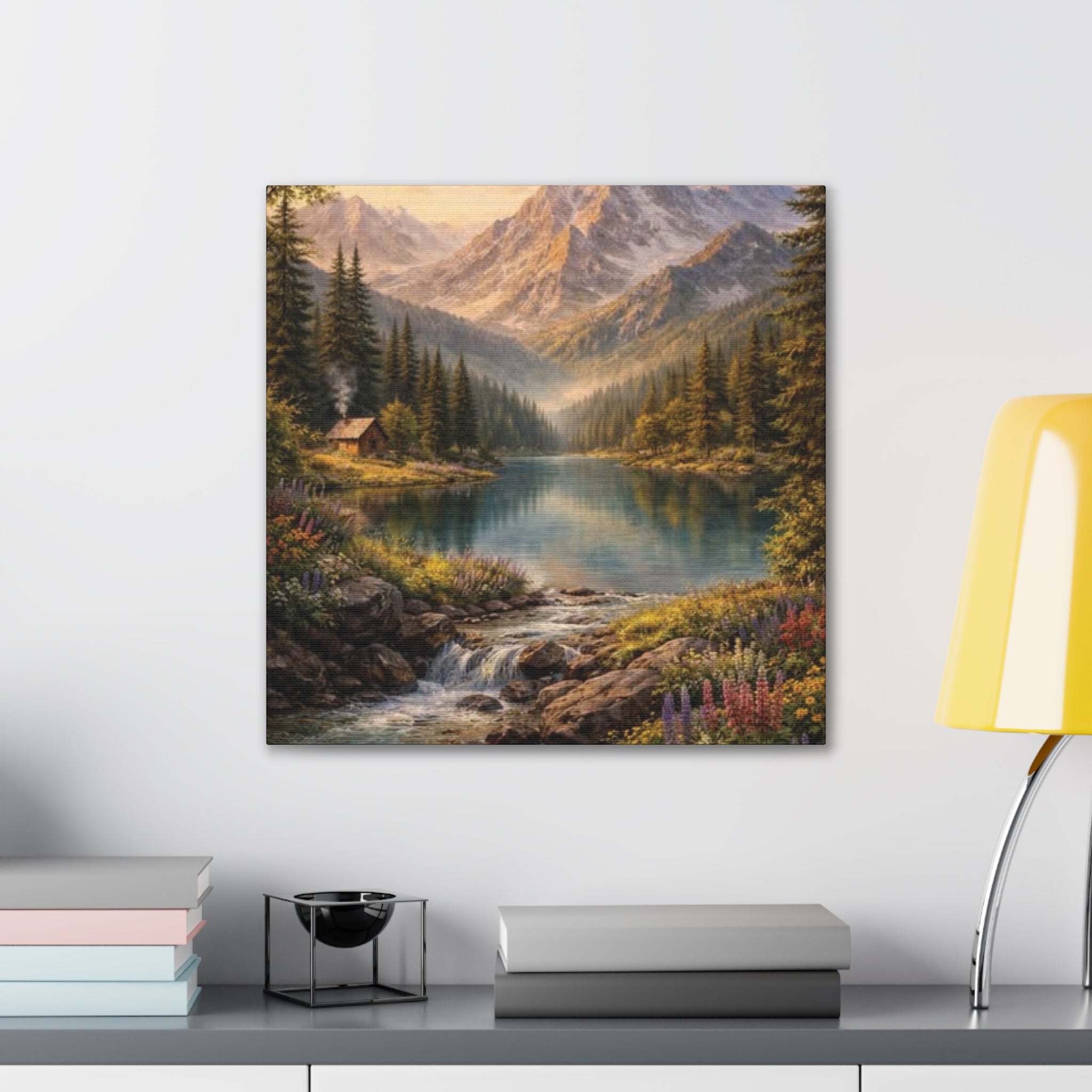 Mountain Lake Landscape Canvas – Stretched Wall Art