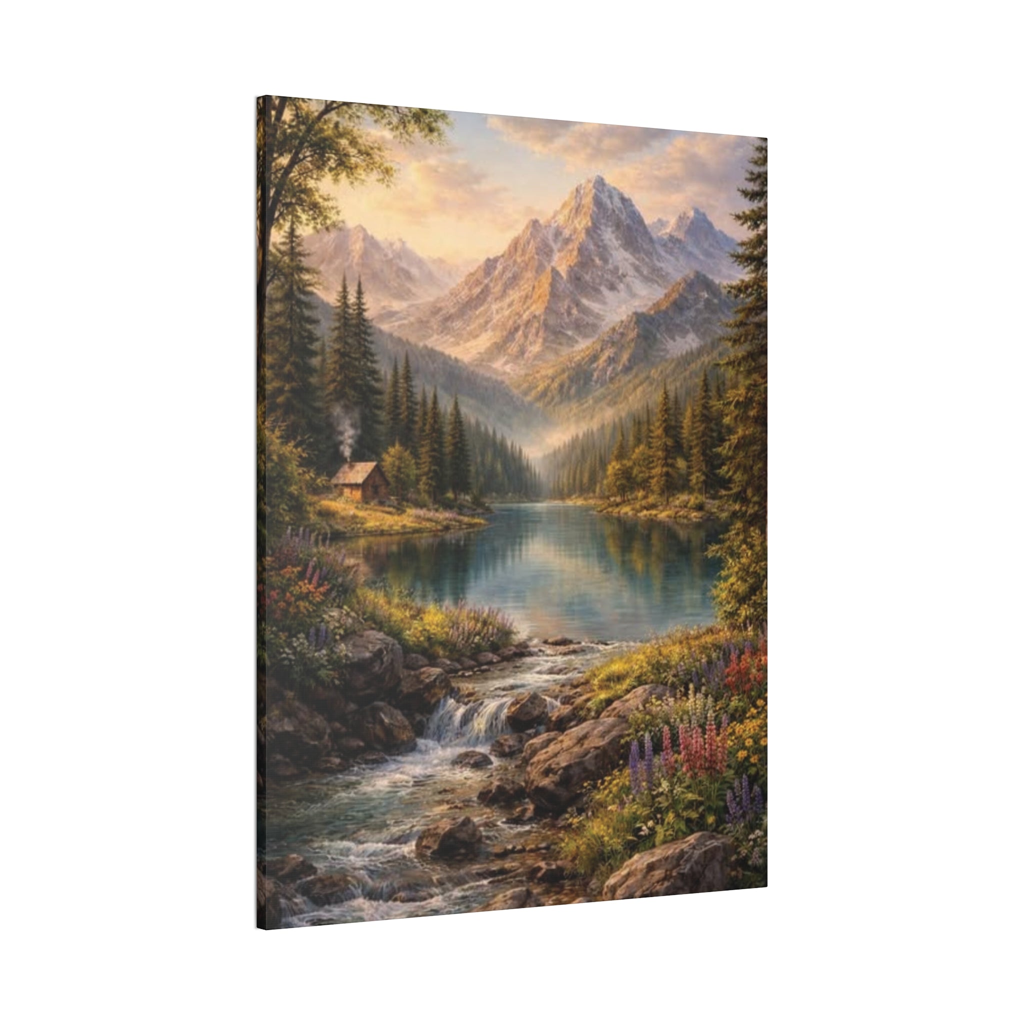 Mountain Lake Landscape Canvas – Stretched Wall Art