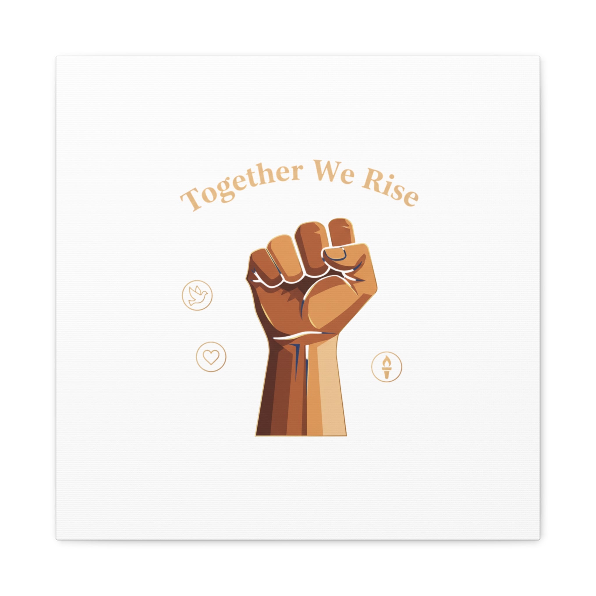 Together We Rise Wall Art – Unity Fist Illustration Social Justice Canvas Print - Matte Canvas, Stretche