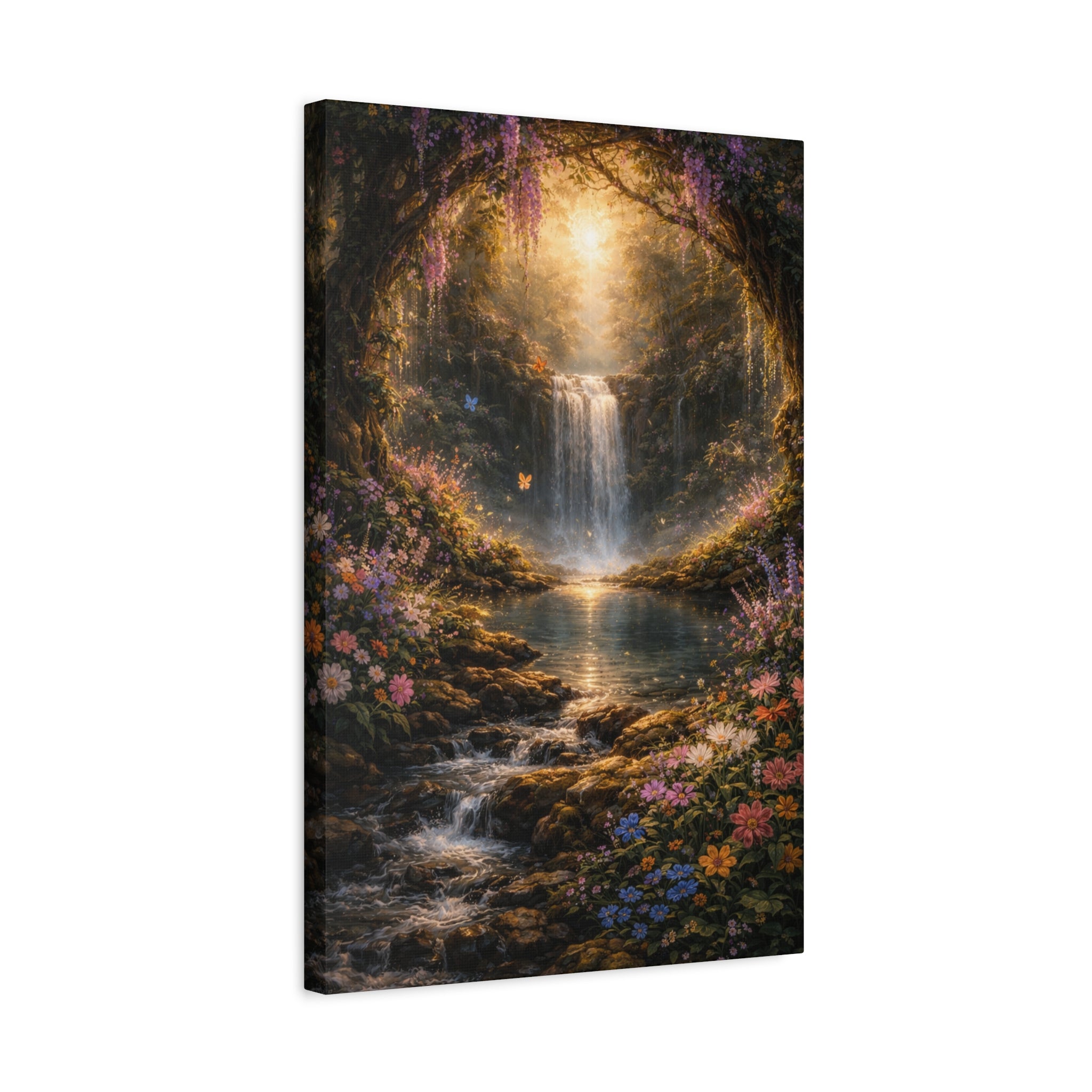 Enchanted Waterfall Canvas Print - Natural Fall - Serene Forest Landscape Wall Art