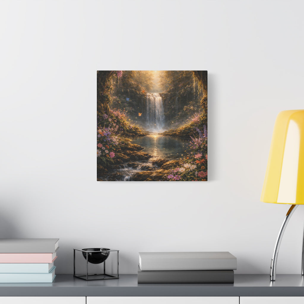 Enchanted Waterfall Canvas Print - Natural Fall - Serene Forest Landscape Wall Art
