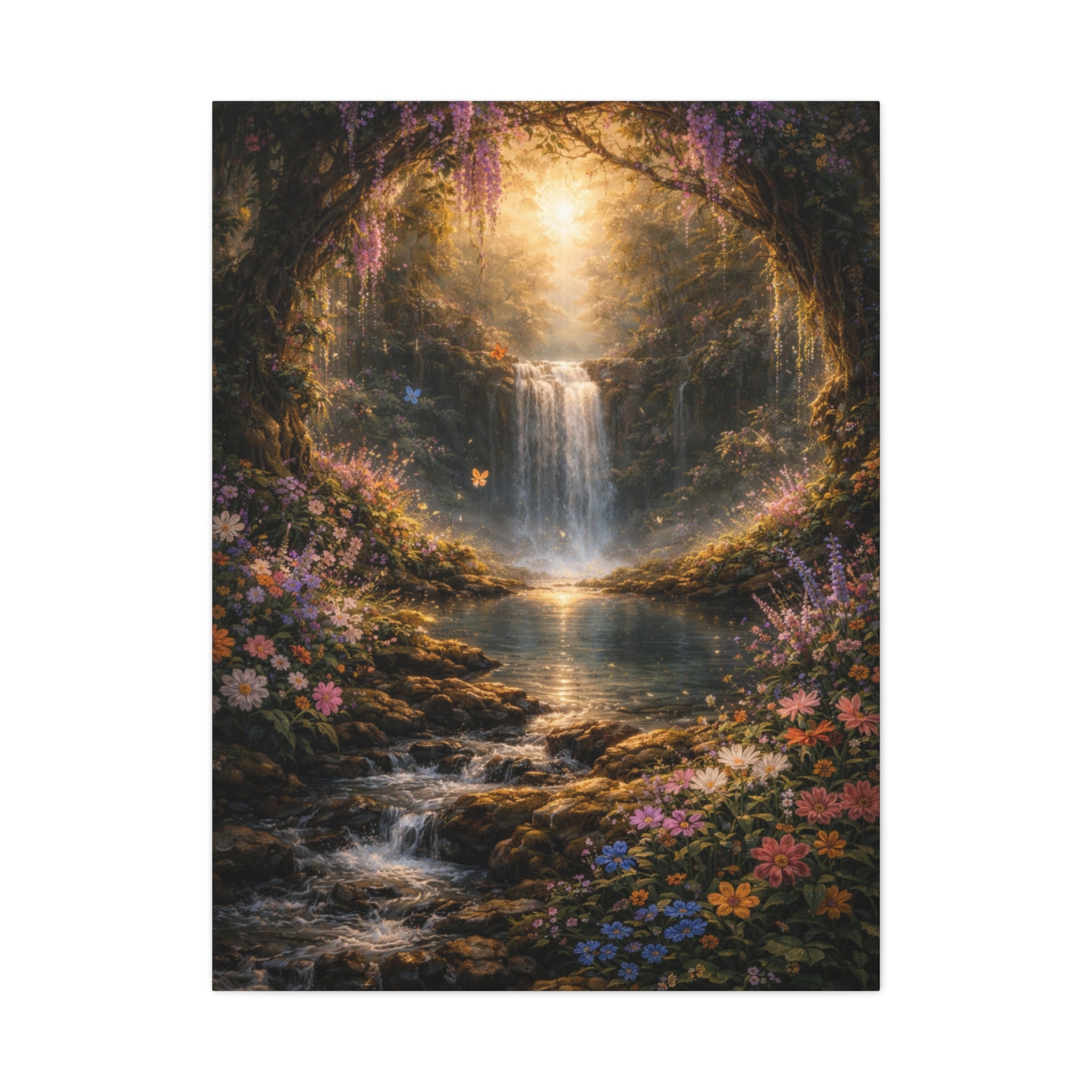 Enchanted Waterfall Canvas Print - Natural Fall - Serene Forest Landscape Wall Art