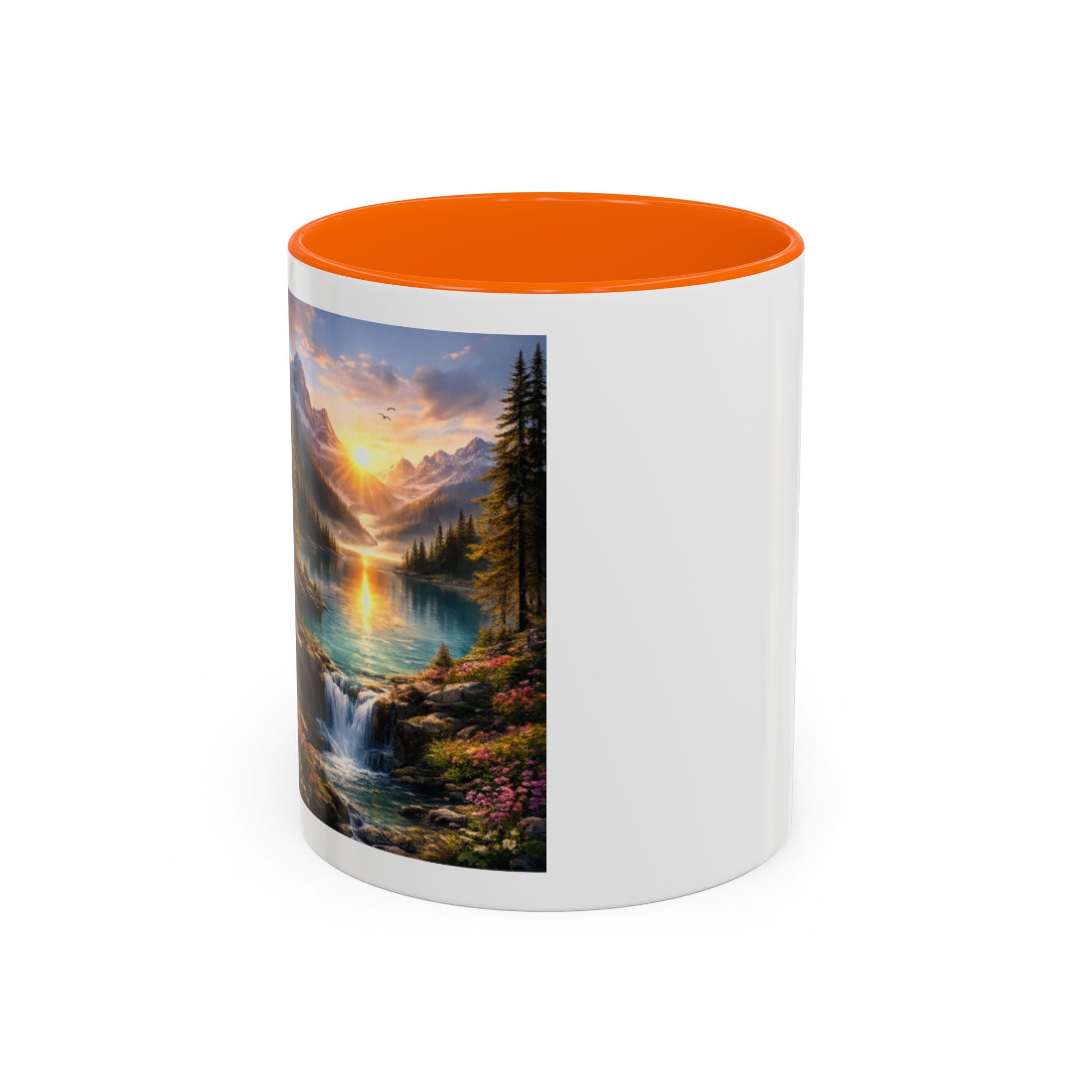 Scenic Mountain Lake Accent Coffee Mug — Sunrise Landscape Art (11/15oz)