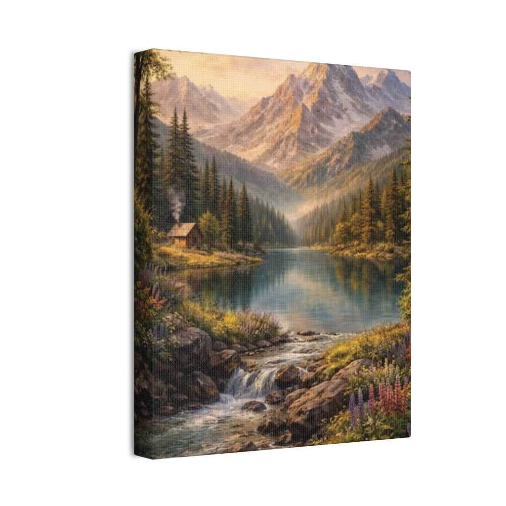 Mountain Lake Landscape Canvas – Stretched Wall Art