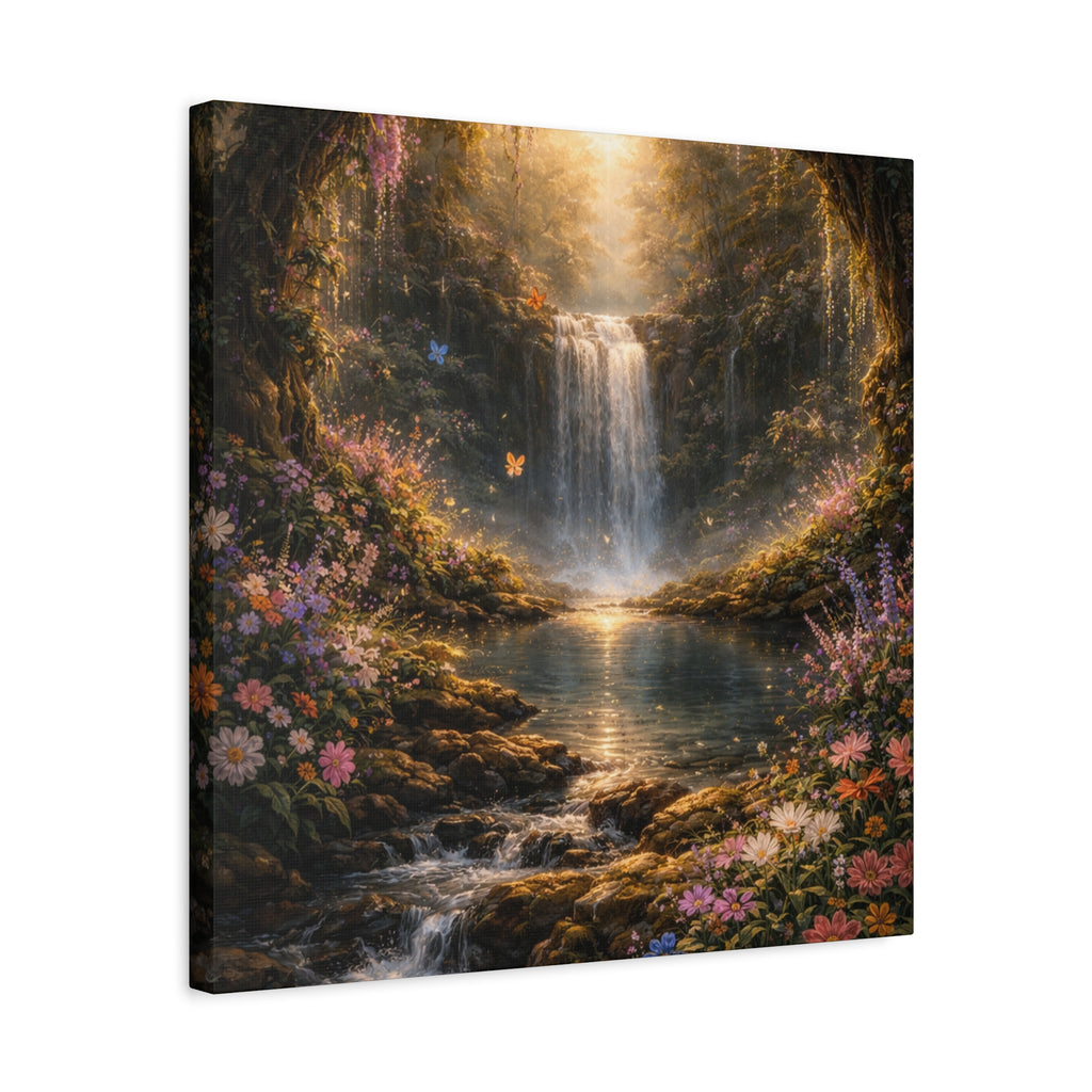Enchanted Waterfall Canvas Print - Natural Fall - Serene Forest Landscape Wall Art