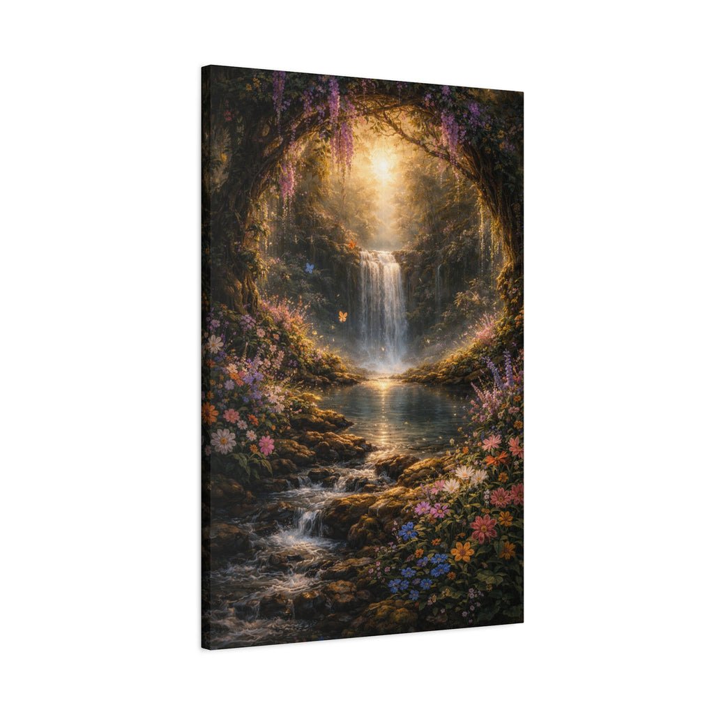 Enchanted Waterfall Canvas Print - Natural Fall - Serene Forest Landscape Wall Art