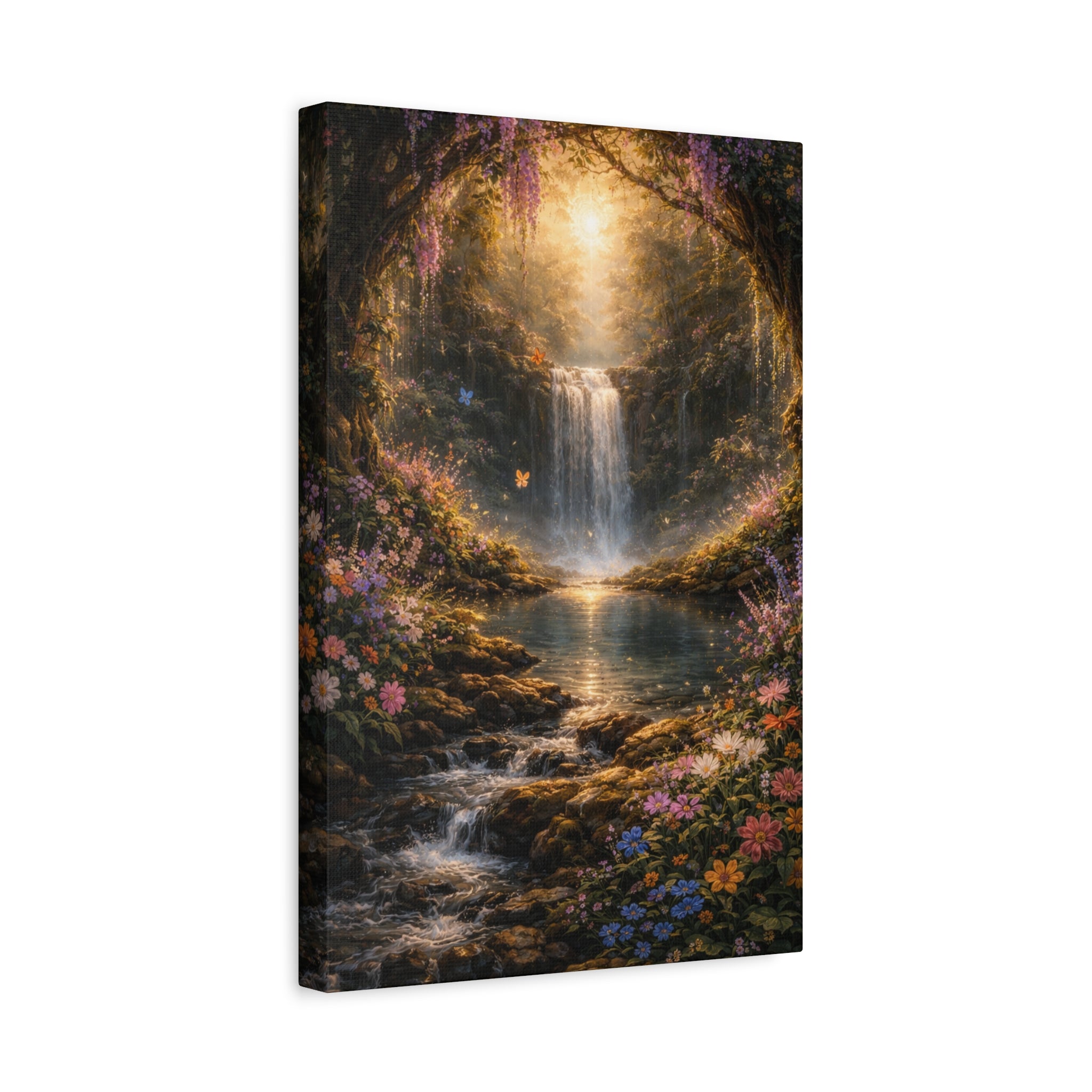 Enchanted Waterfall Canvas Print - Natural Fall - Serene Forest Landscape Wall Art