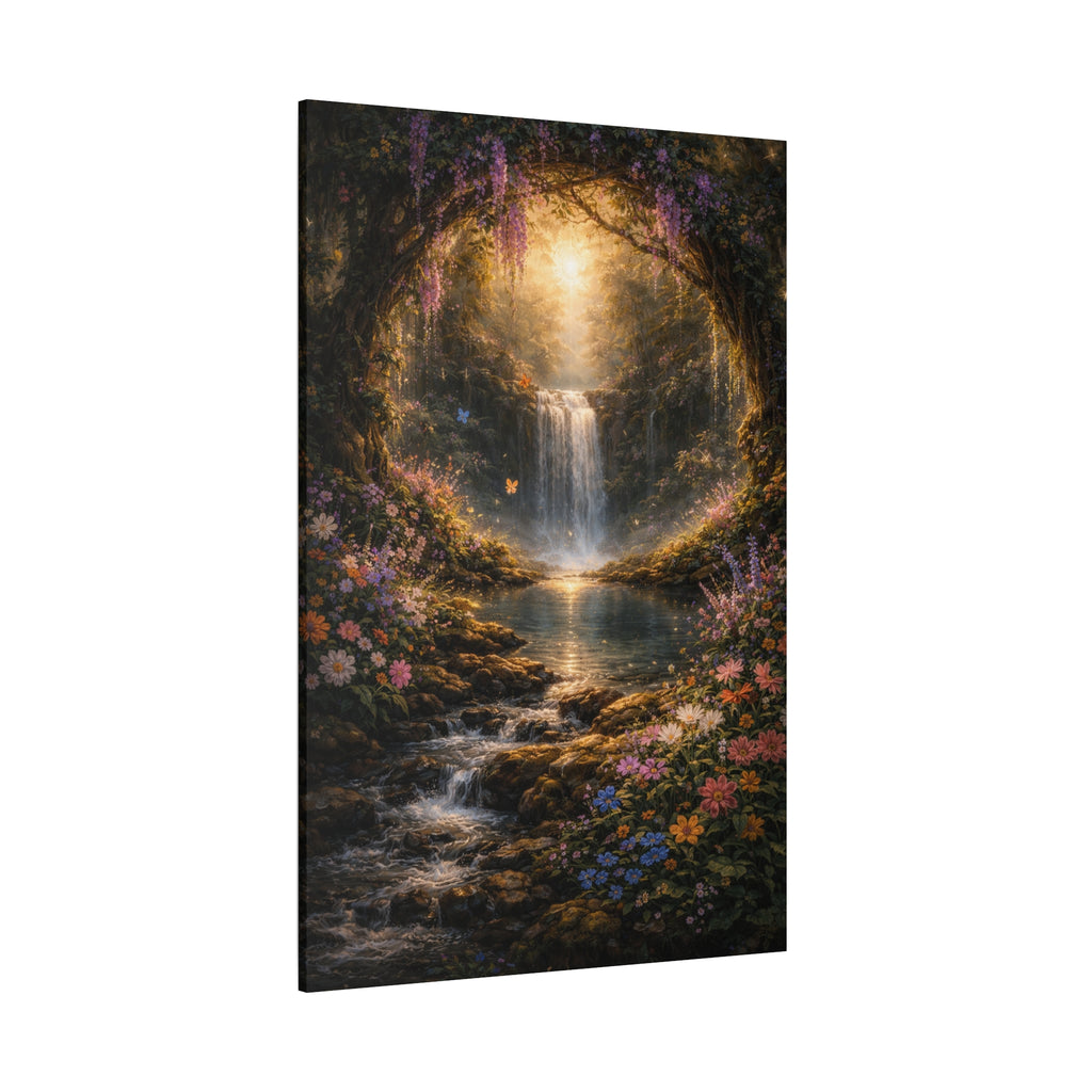 Enchanted Waterfall Canvas Print - Natural Fall - Serene Forest Landscape Wall Art