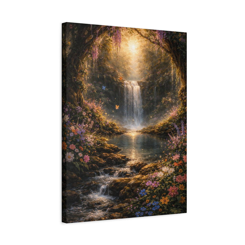 Enchanted Waterfall Canvas Print - Natural Fall - Serene Forest Landscape Wall Art