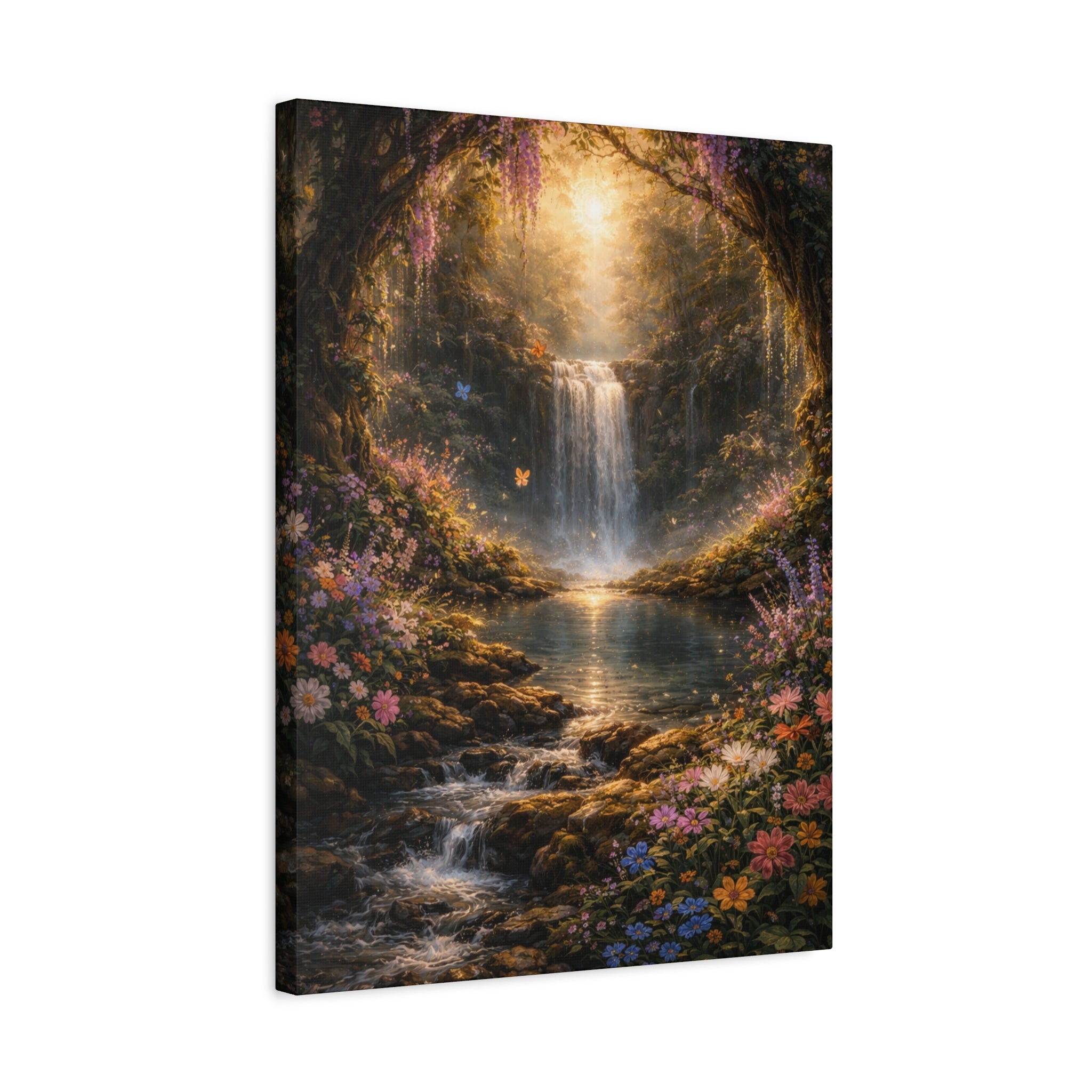 Enchanted Waterfall Canvas Print - Natural Fall - Serene Forest Landscape Wall Art
