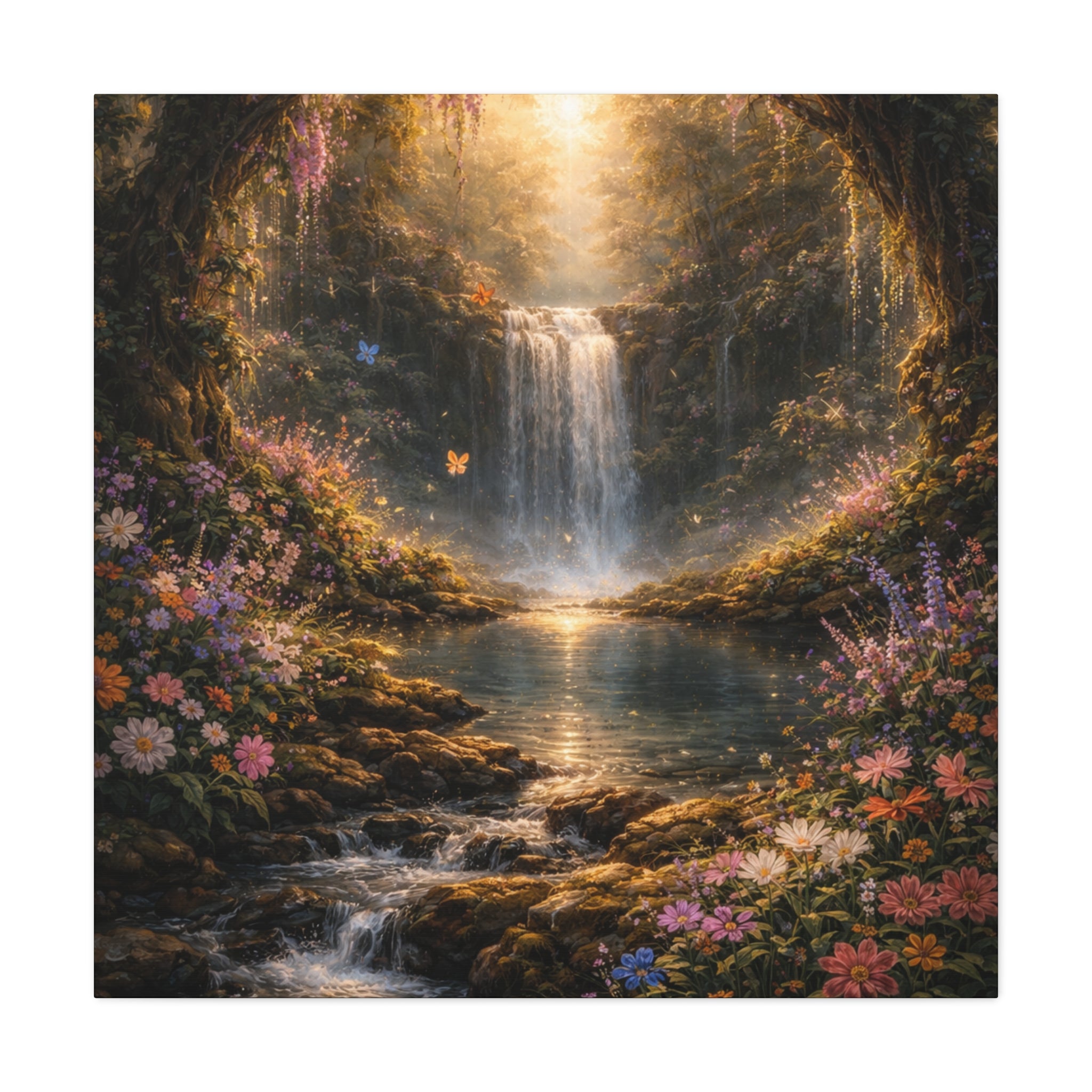 Enchanted Waterfall Canvas Print - Natural Fall - Serene Forest Landscape Wall Art
