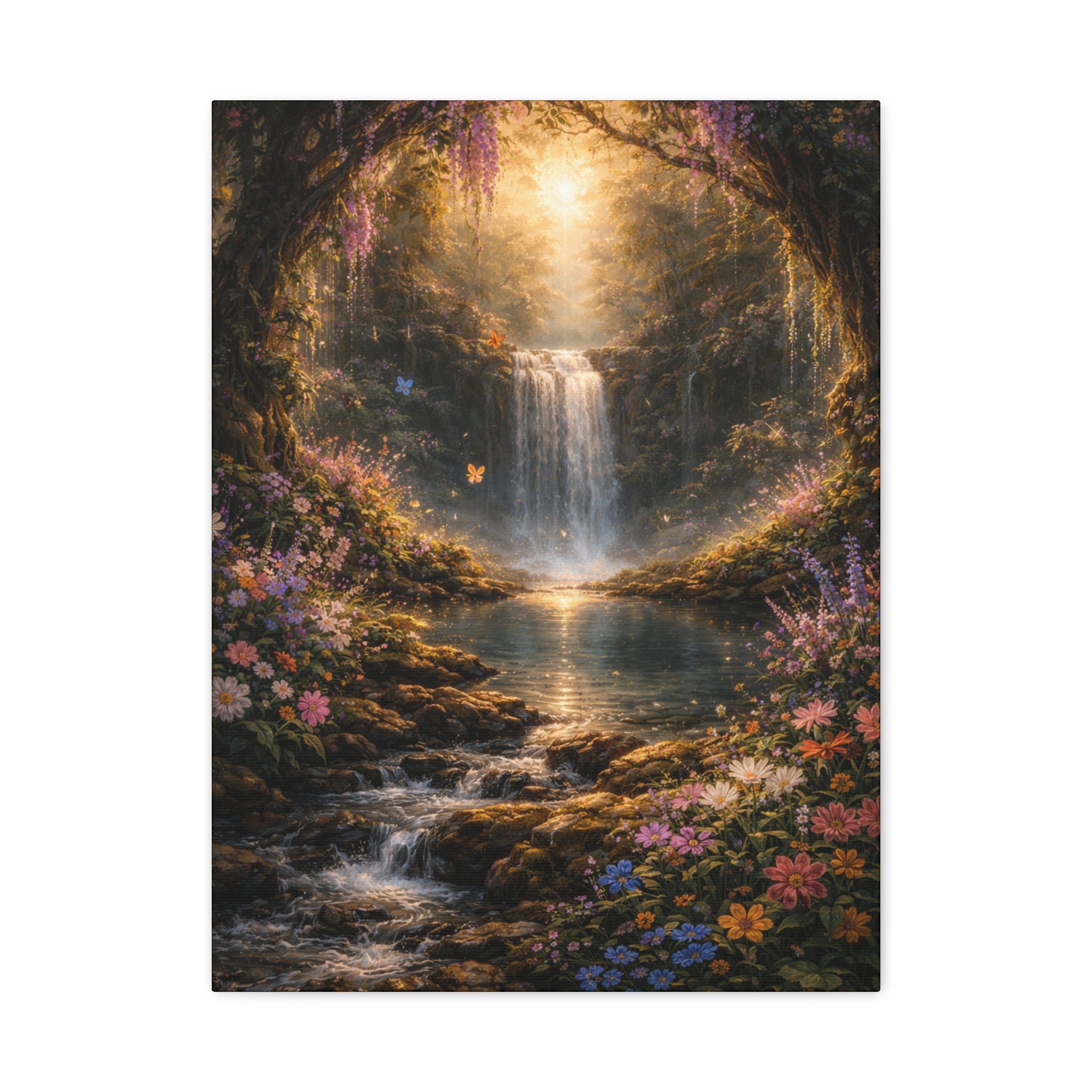 Enchanted Waterfall Canvas Print - Natural Fall - Serene Forest Landscape Wall Art