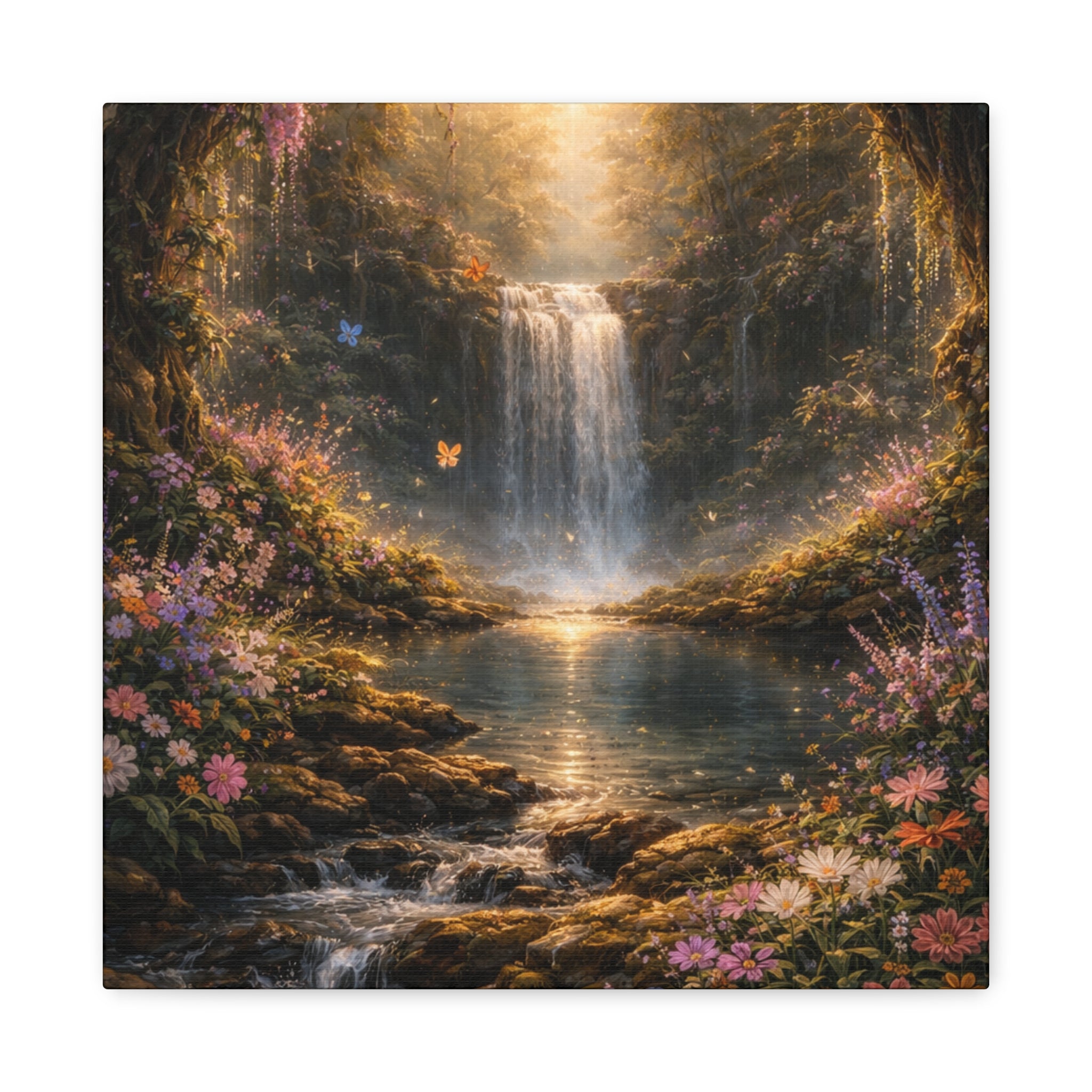 Enchanted Waterfall Canvas Print - Natural Fall - Serene Forest Landscape Wall Art