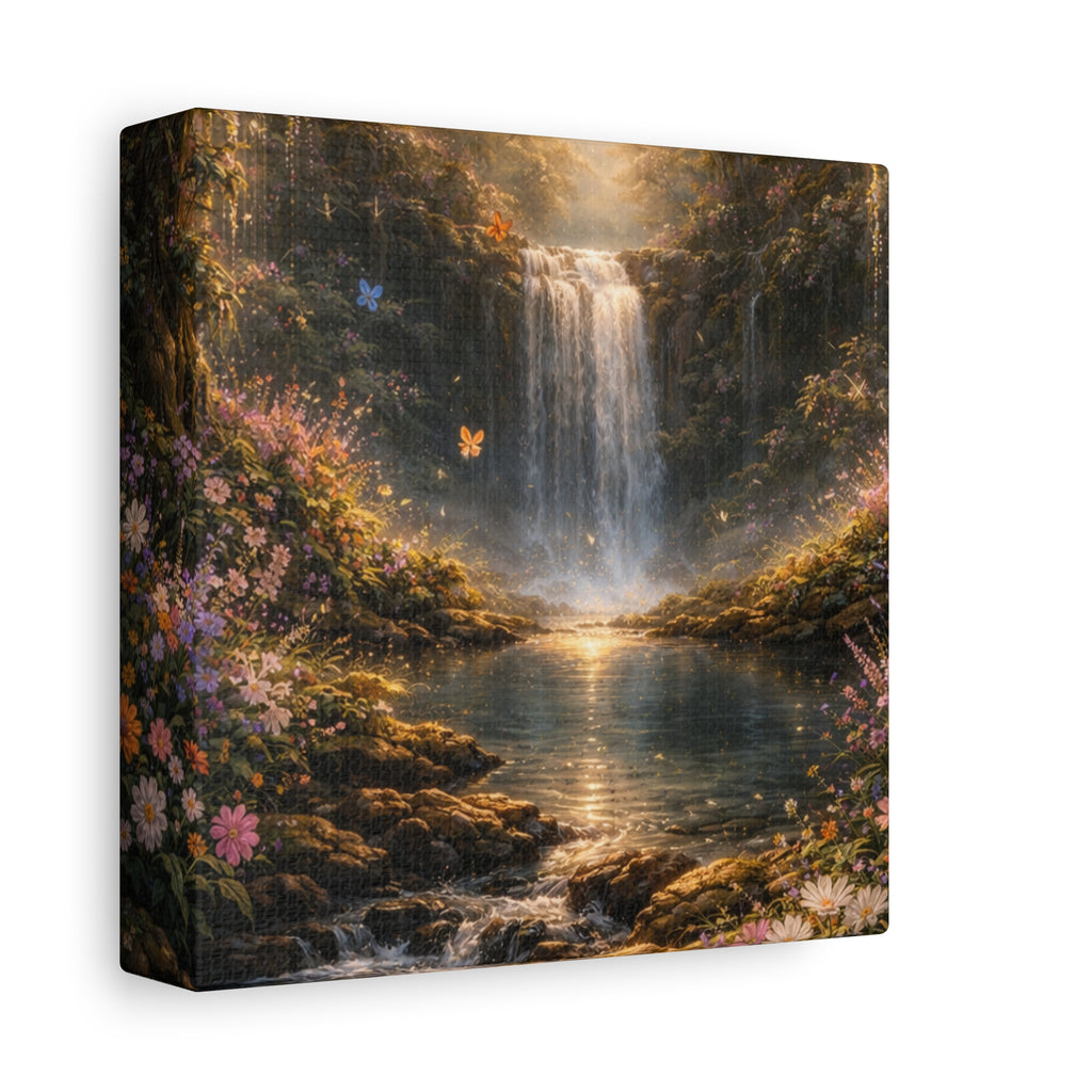 Enchanted Waterfall Canvas Print - Natural Fall - Serene Forest Landscape Wall Art