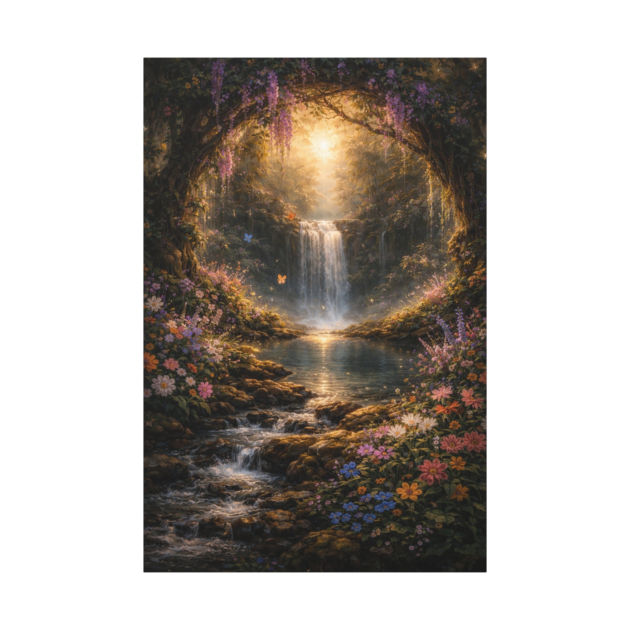 Enchanted Waterfall Canvas Print - Natural Fall - Serene Forest Landscape Wall Art