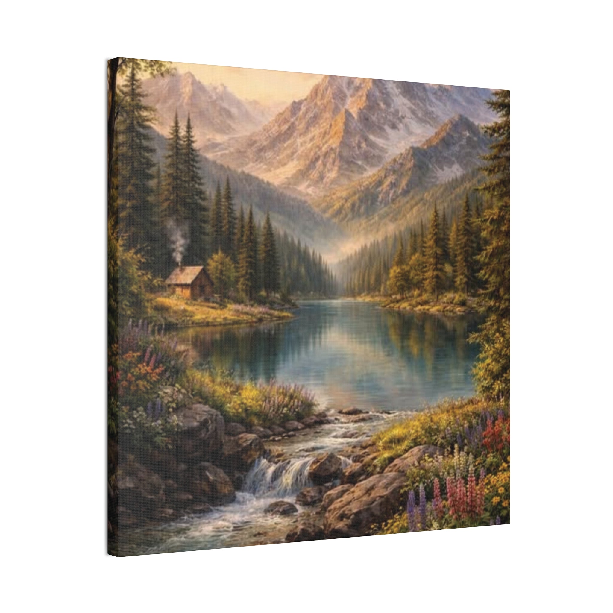 Mountain Lake Landscape Canvas – Stretched Wall Art