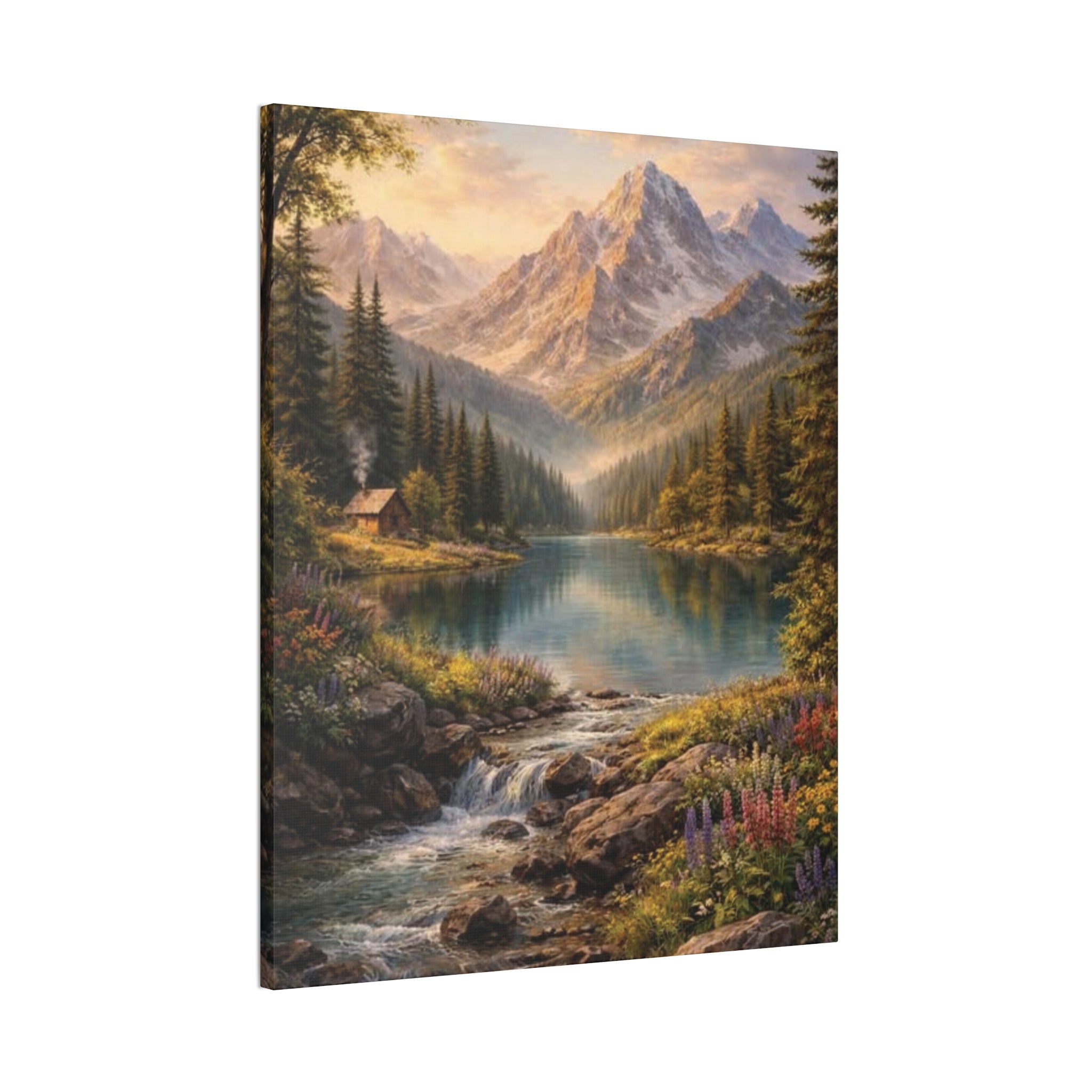 Mountain Lake Landscape Canvas – Stretched Wall Art