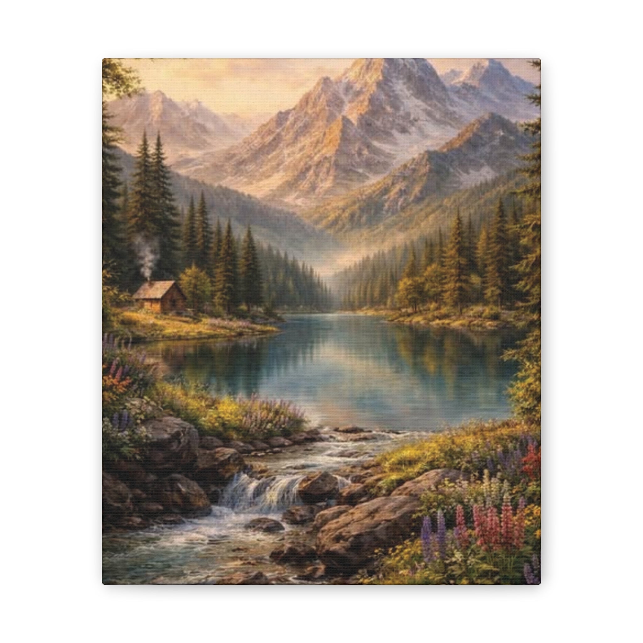 Mountain Lake Landscape Canvas – Stretched Wall Art
