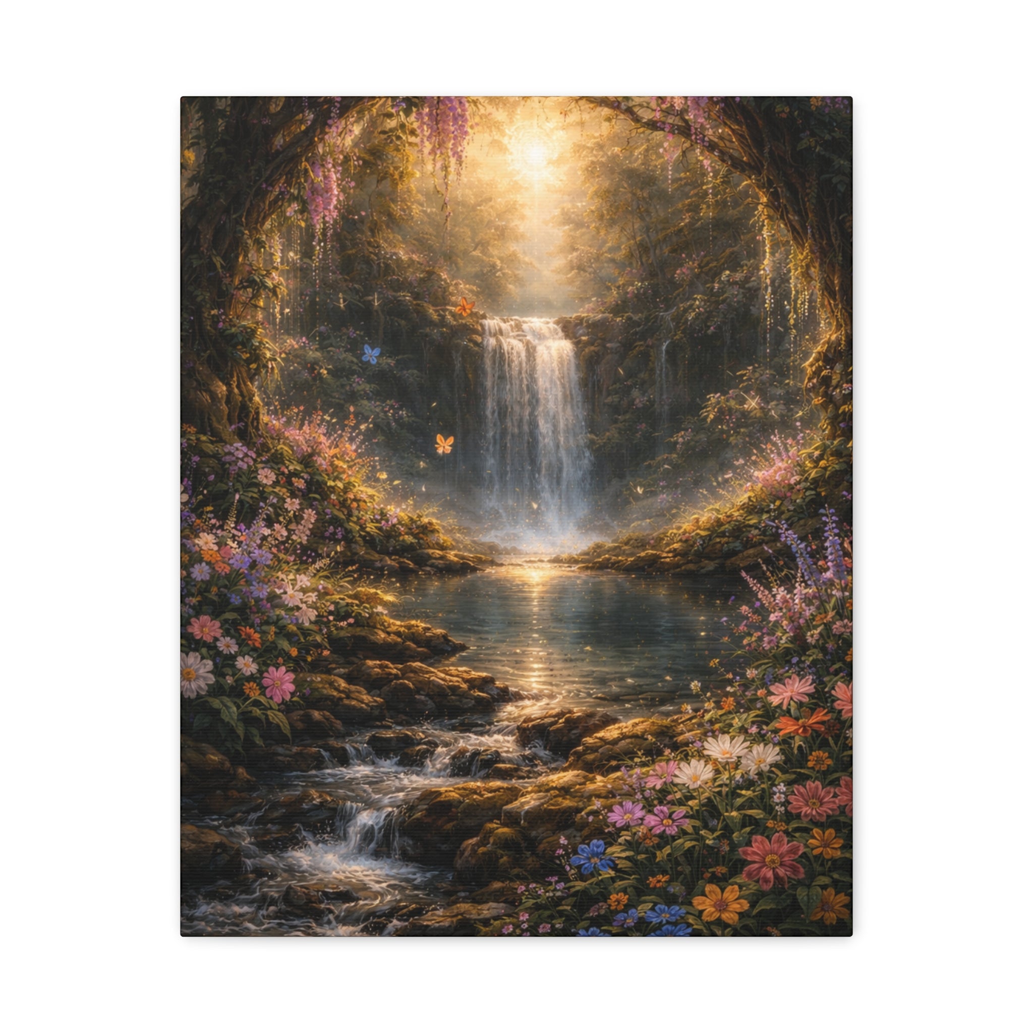 Enchanted Waterfall Canvas Print - Natural Fall - Serene Forest Landscape Wall Art