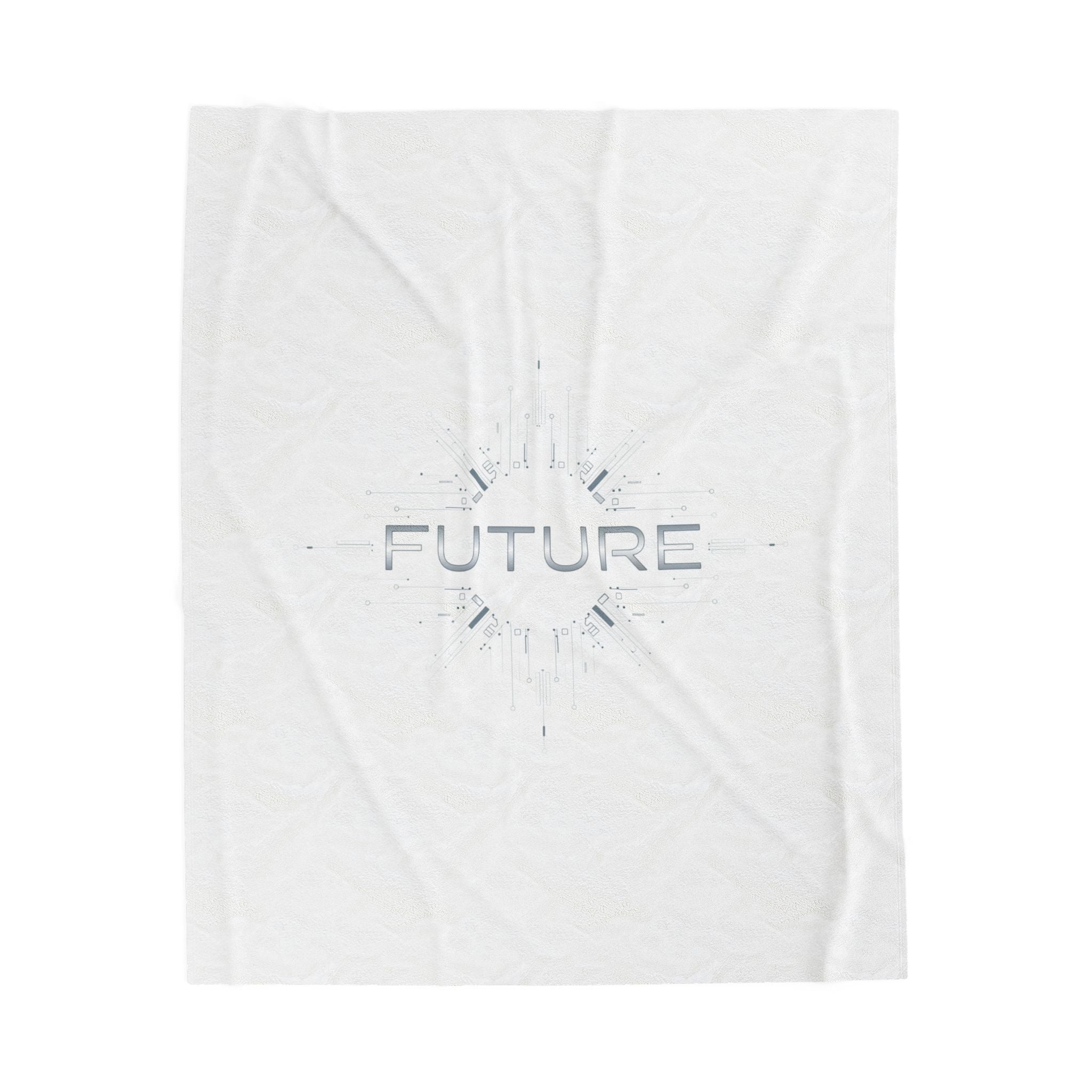 Future Tech Bedding Blanket – Minimal Futuristic Digital Design Comfort Throw - Velveteen Plush Blanket