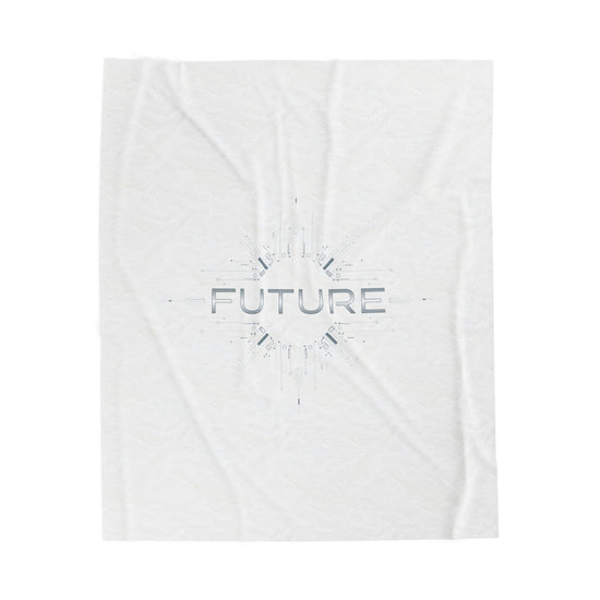 Future Tech Bedding Blanket – Minimal Futuristic Digital Design Comfort Throw - Velveteen Plush Blanket