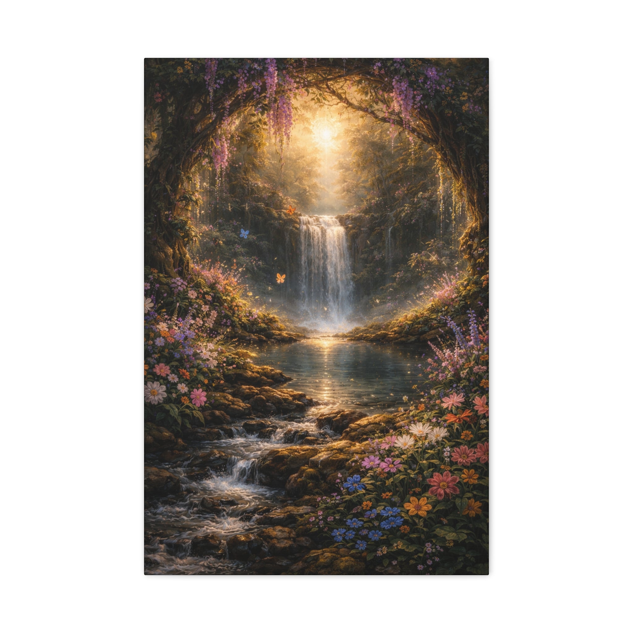 Enchanted Waterfall Canvas Print - Natural Fall - Serene Forest Landscape Wall Art